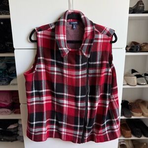 Chaps Beautiful Red and Black Plaid 100% Cotton Vest Women’s Plus Size 1X